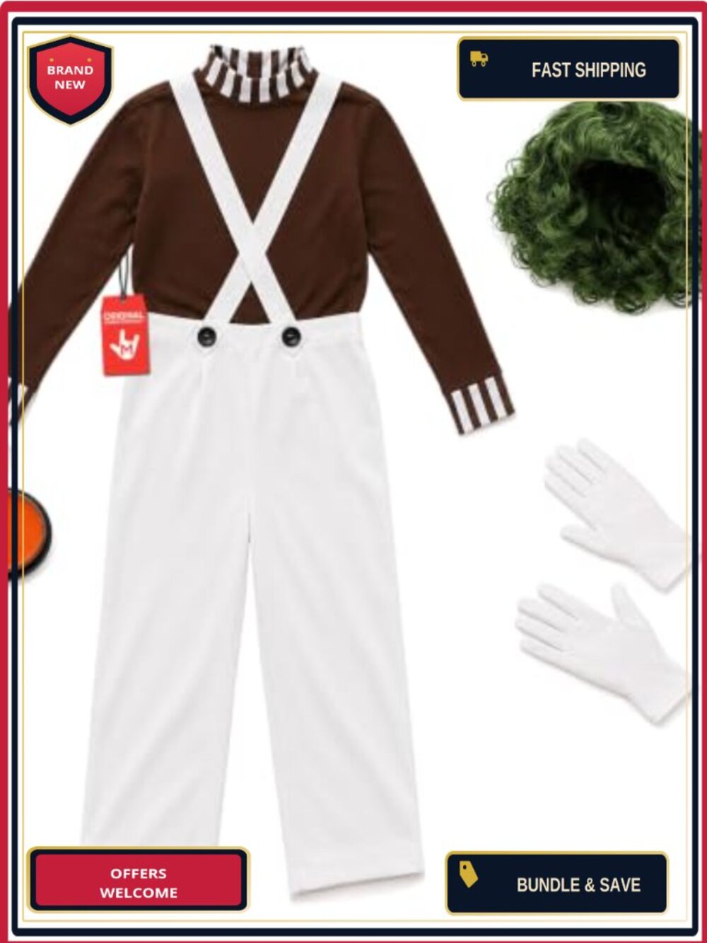 Mens Chocolate Factory Worker Costume Halloween Funny Book Day